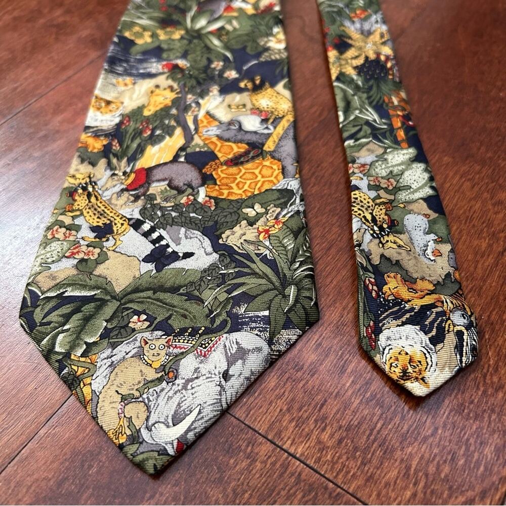 Vintage Pierre Cardin Exotic Tropical Animal Print Tie, 100% Silk - Picture 8 of 13